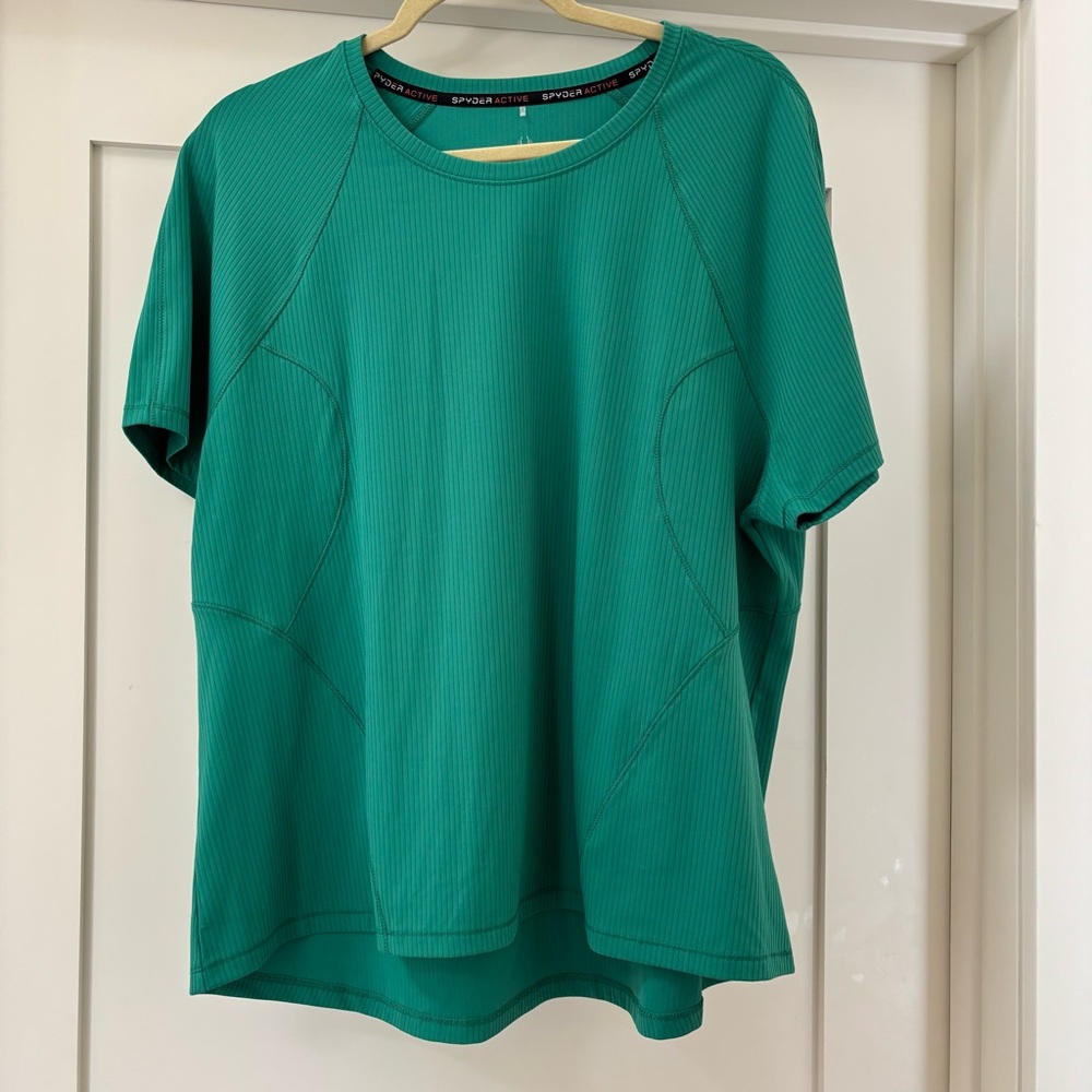 Spyder Teal Ribbed Short-Sleeve Athletic Tee